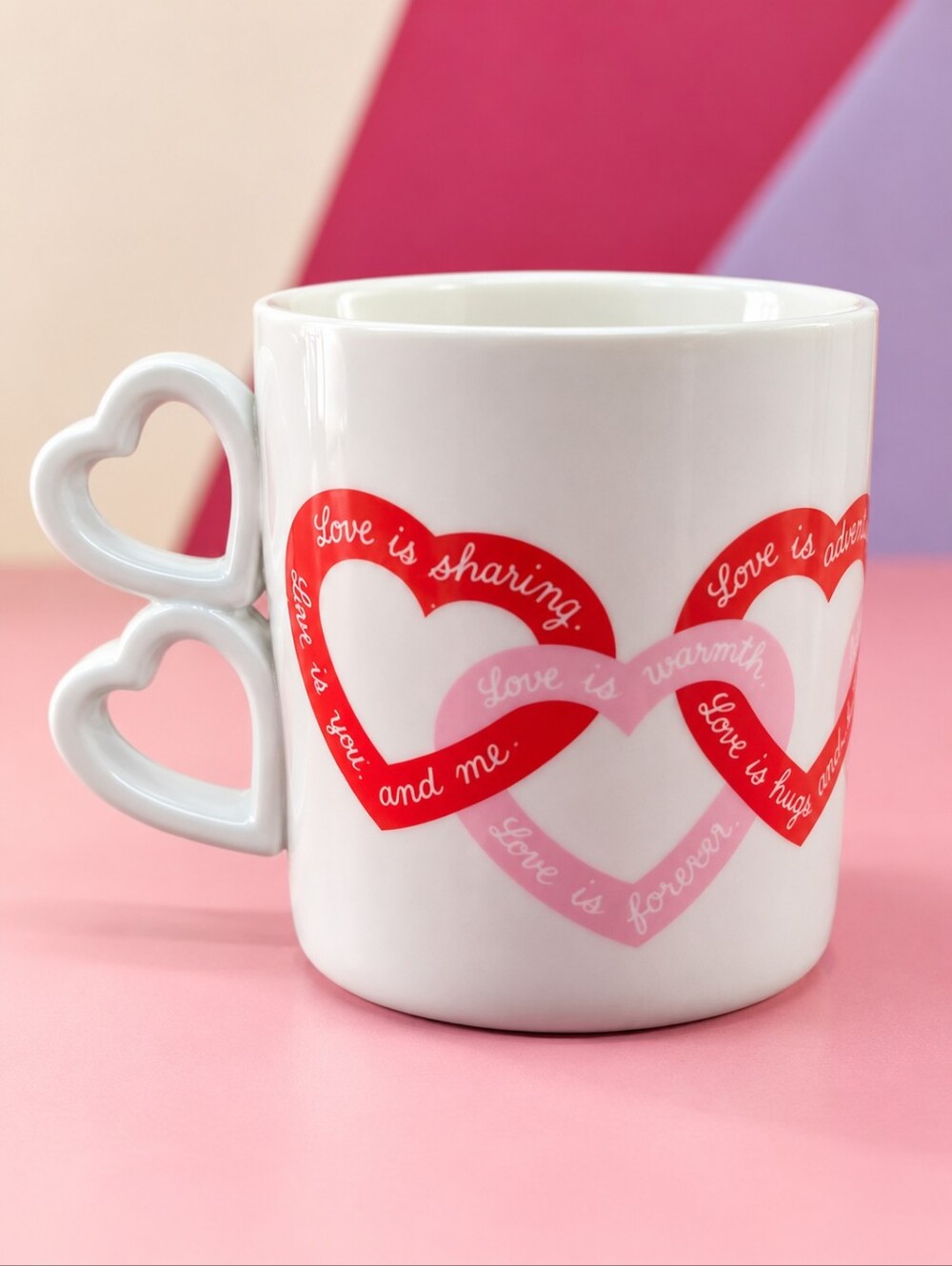 Vintage Avon Love Is Sweet Sentiments Mug Double Heart Handle 12 Oz